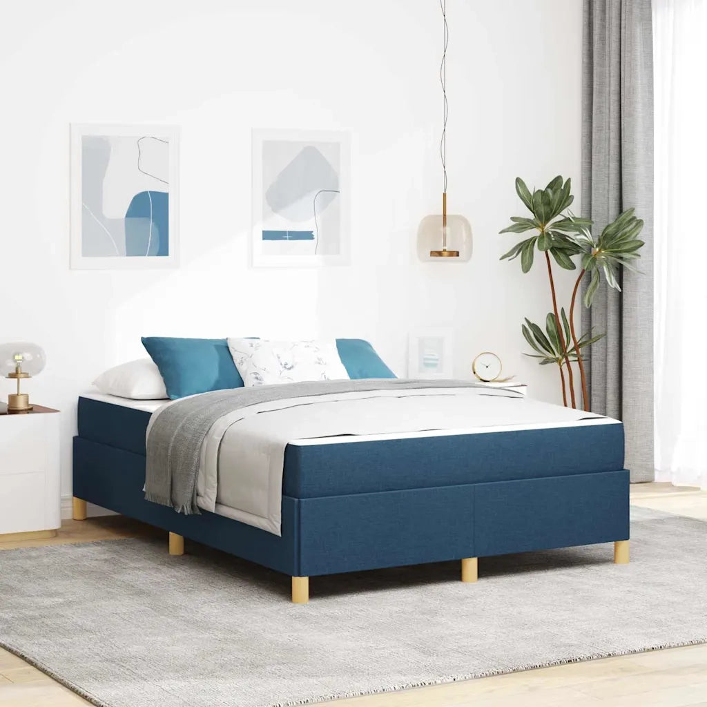 vidaXL Letto a molle con materasso Blu e Bianco 160 x 200 cm Tessuto