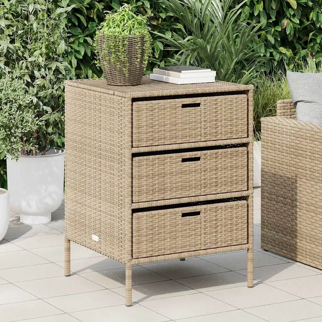 Armadietto Portaoggetti da Giardino Beige 55x59x80cm Polyrattan CFW4547177