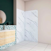 H.210 cm Pannello Doccia ad Angolo 80x90 cm Realizzato in Alluminio da 3 mm con Profili Finitura Bianco Alba per Rivestimento Parete Bagno