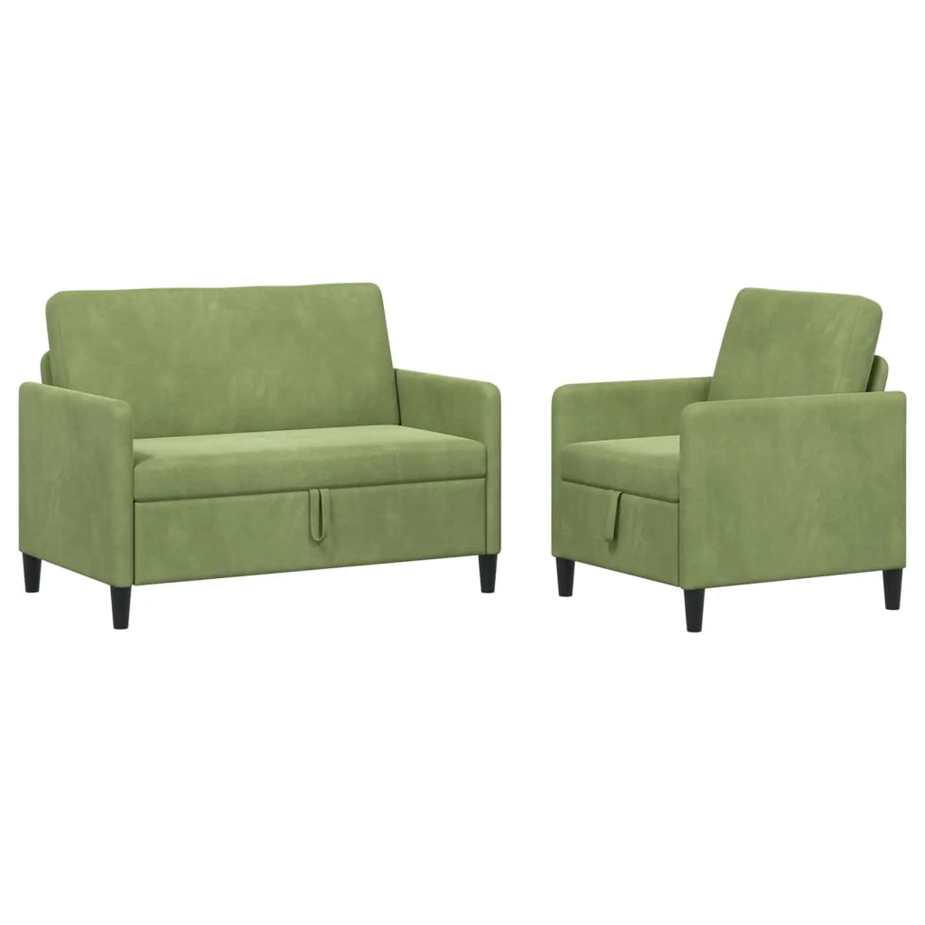 Set di Divani con Storage 2 pz Verde chiaro Poliestere 3429165