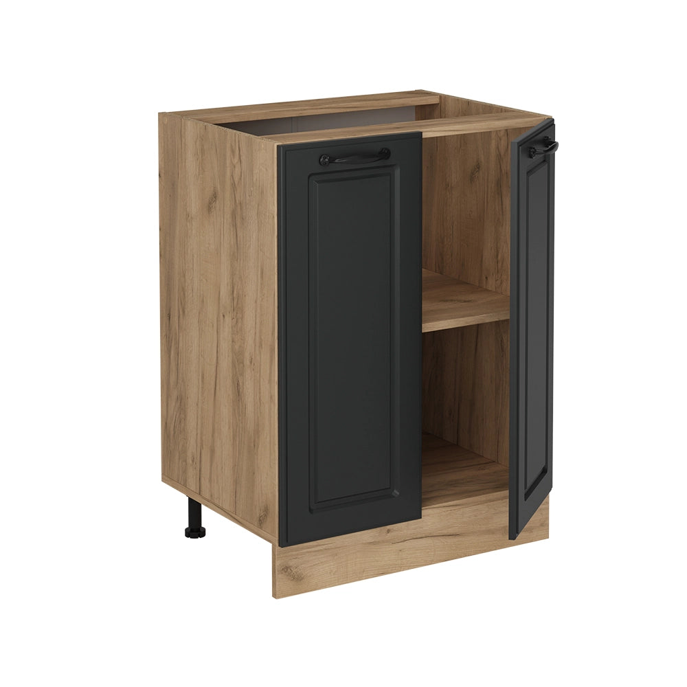 Mobiletto base cucina R-Line Antracite rustico/Rovere dorato 60 cm senza piano di lavoro Vicco