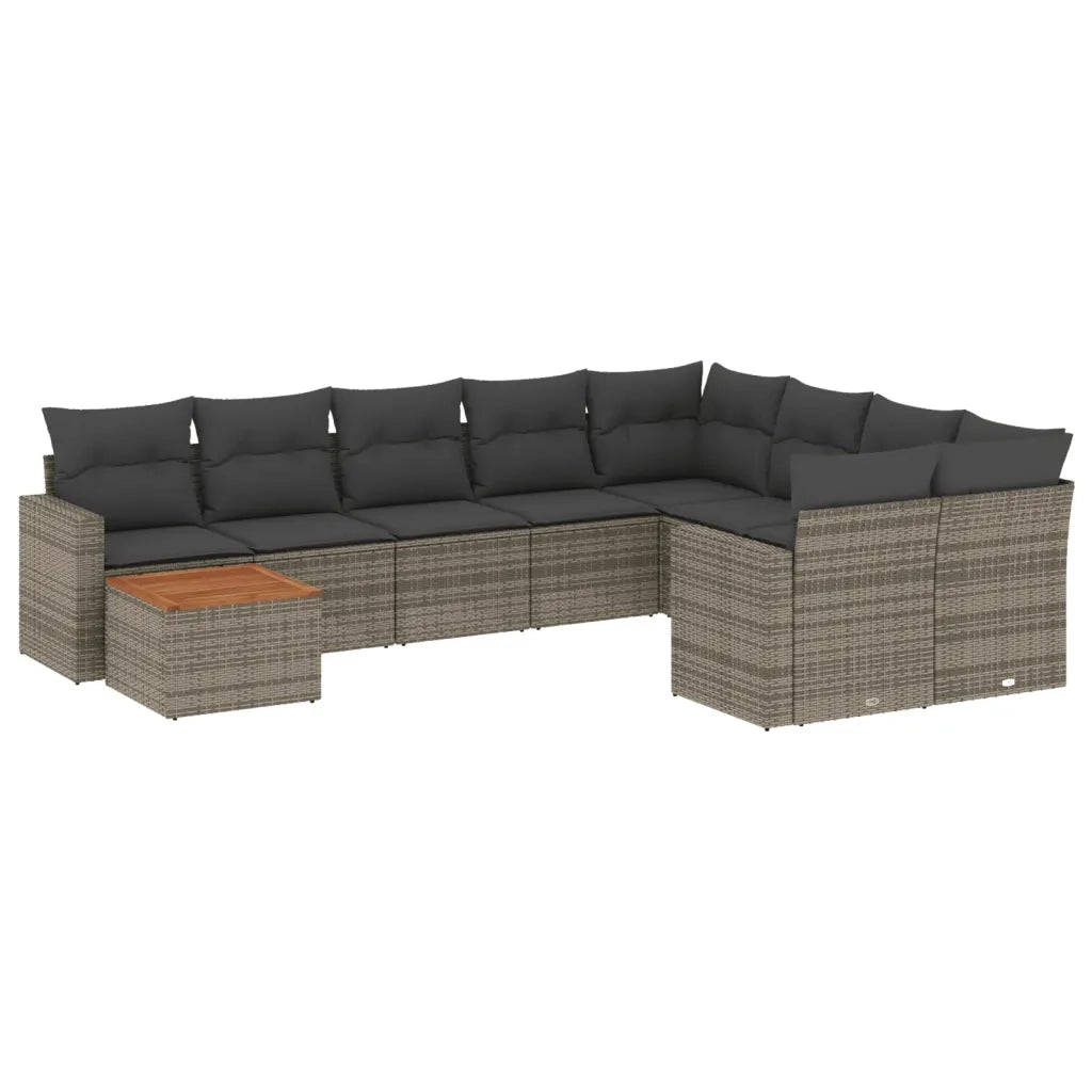 Set Divano da Giardino 10 pz con Cuscini Grigio in Polyrattancod mxl 111932