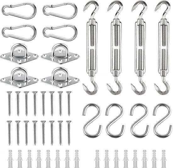 Set di fissaggio per tende a vento 48 pezzi - carrucola pesante in acciaio inossidabile - accessori per tende a vento quadrata triangolare