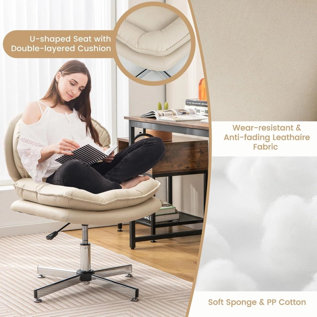 Sedia da ufficio, girevole a 360°, con piedistallo a croce, regolabile in altezza, senza ruote, ergonomica, portata massima: 150 kg