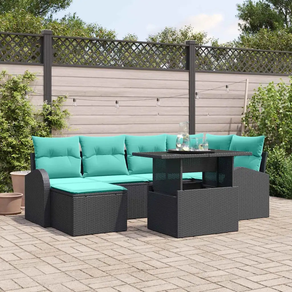 Set Divano da Giardino con archiviazione 7 pcs Nero Poly Rattan 3357419