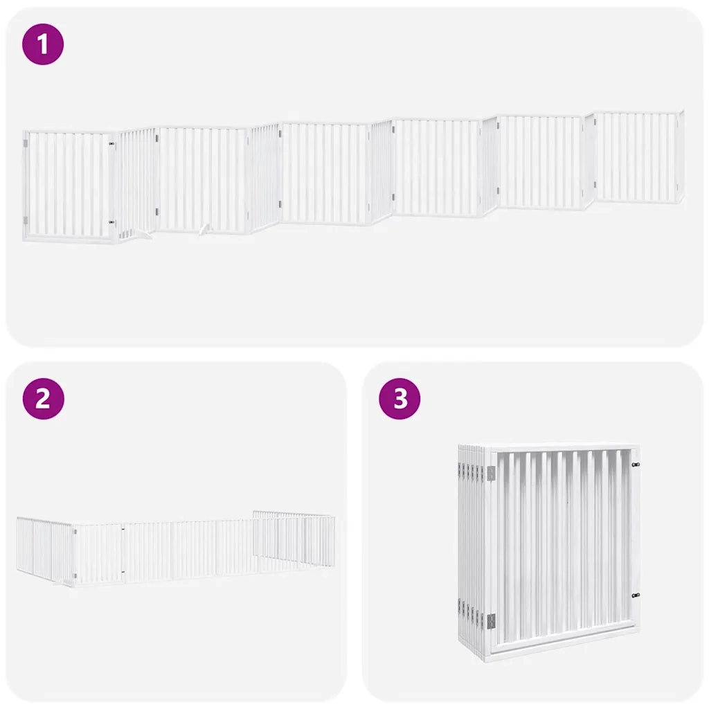 vidaXL Cancello Cani Porta Pieghevole Bianco 12 Pannelli 960 cm Pioppo