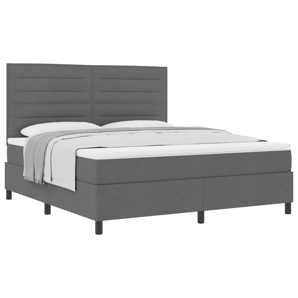 Letto Box Spring con Materasso Grigio Scuro Super King Tessuto
