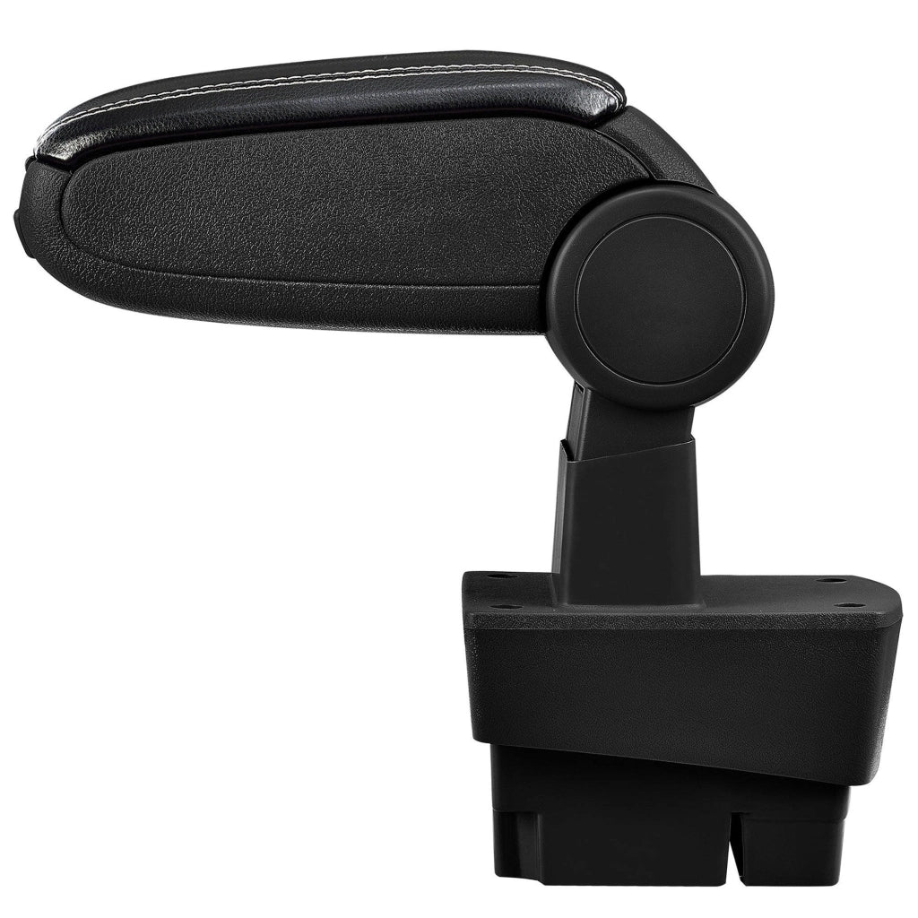 Bracciolo centrale per Ford Focus I con scomparto imbottito in similpelle nera con cuciture bianche 03_0000451