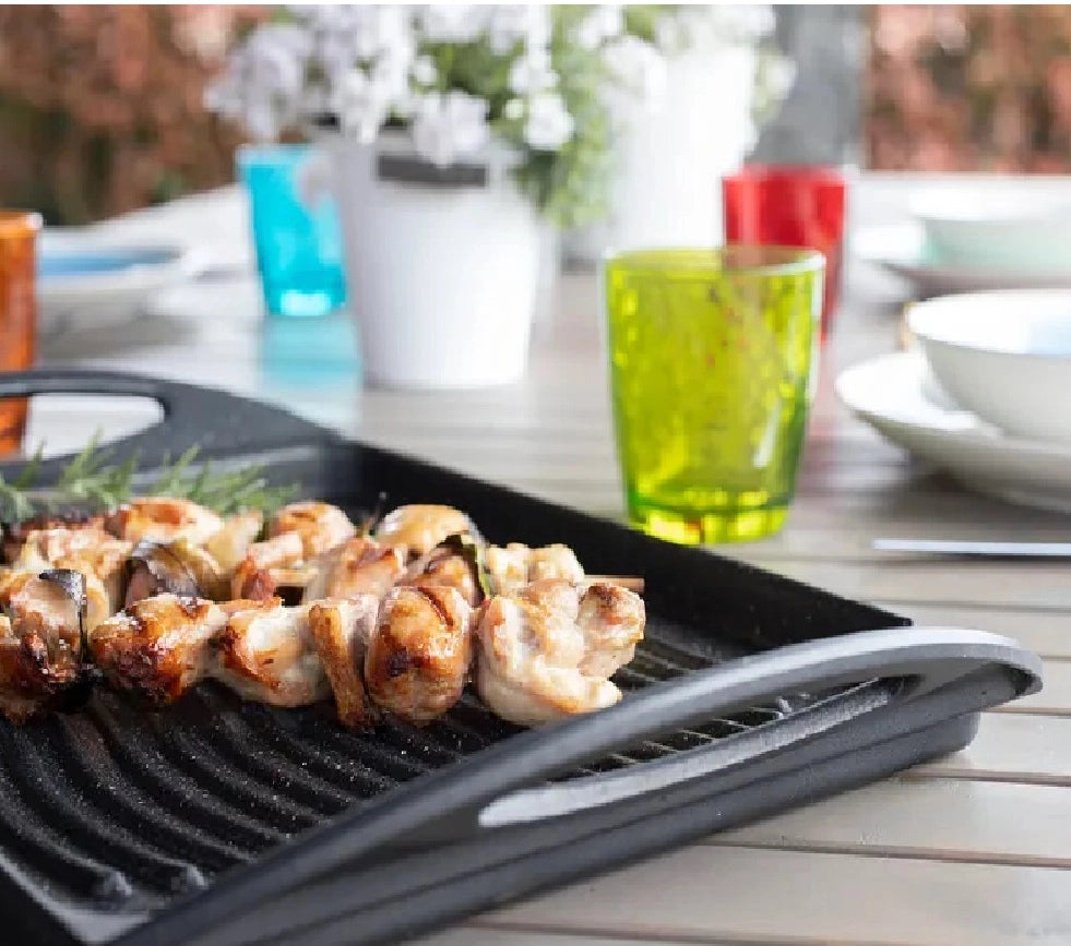 Bistecchiera in Alluminio Pressofuso 35x22cm Antiaderente Induzione Griglia Barbecue