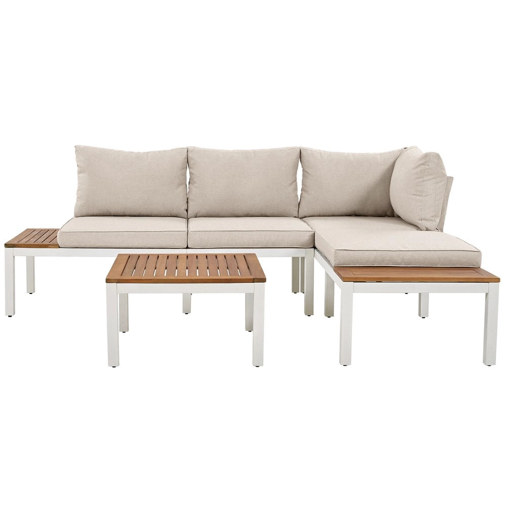 Set Salotto da Giardino con Divani e Tavolo ¨C Xylo ¨C Acciaio Zincato, Acacia, Beige