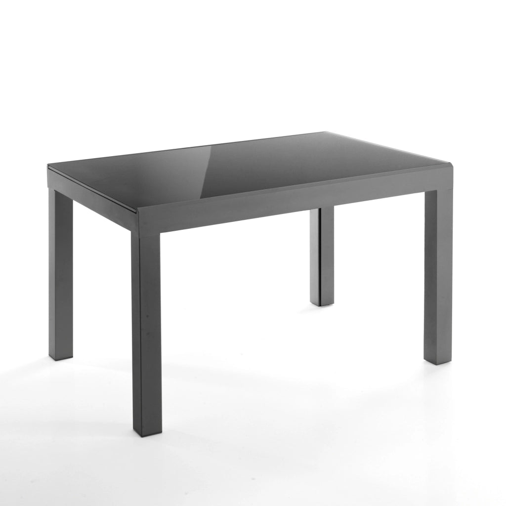 Tavolo allungabile in vetro temprato grigio cm. H.75 x P.83 x L.120
