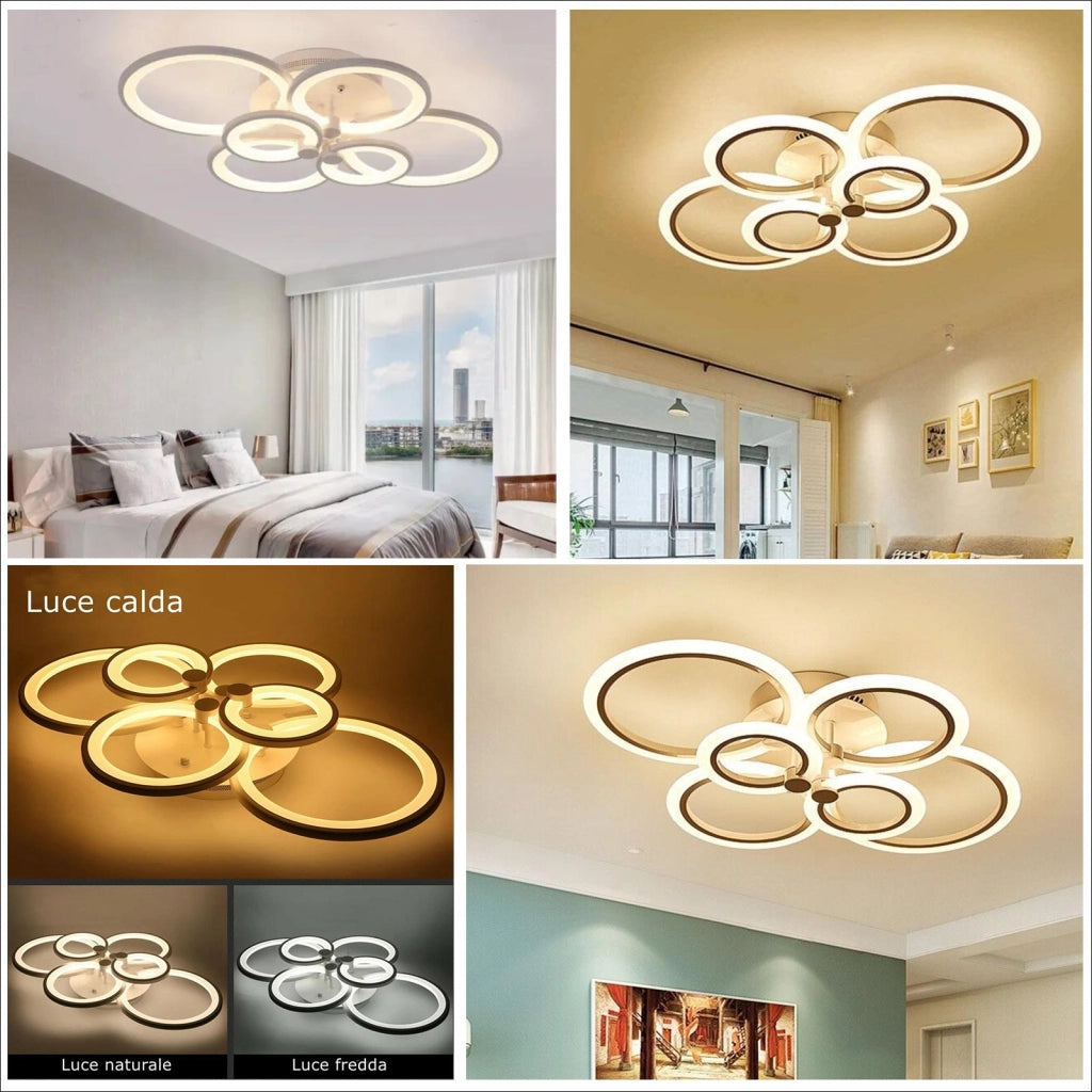 Plafoniera decorativa LED 51W CCT da 3000K a 6500K lampada moderna soffitto cerchi di luce camera da letto sala ricevimento 230V
