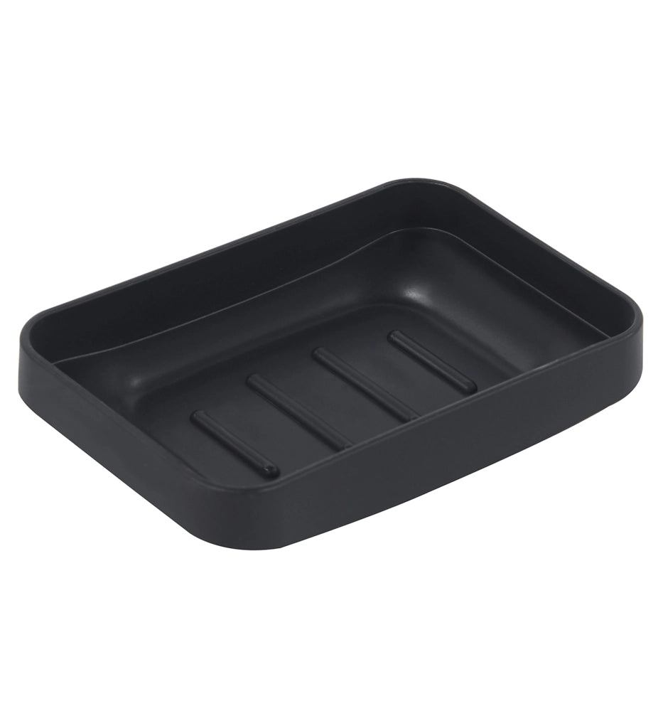 Set Completo Accessori Bagno 6 Pezzi Design Moderno In Plastica Resistente Con Finiture Lucide Incluso Cestino Pattumiera,Dispenser Sapone, PortaSaponetta, Porta Spazzolini, Portascopino - Nero