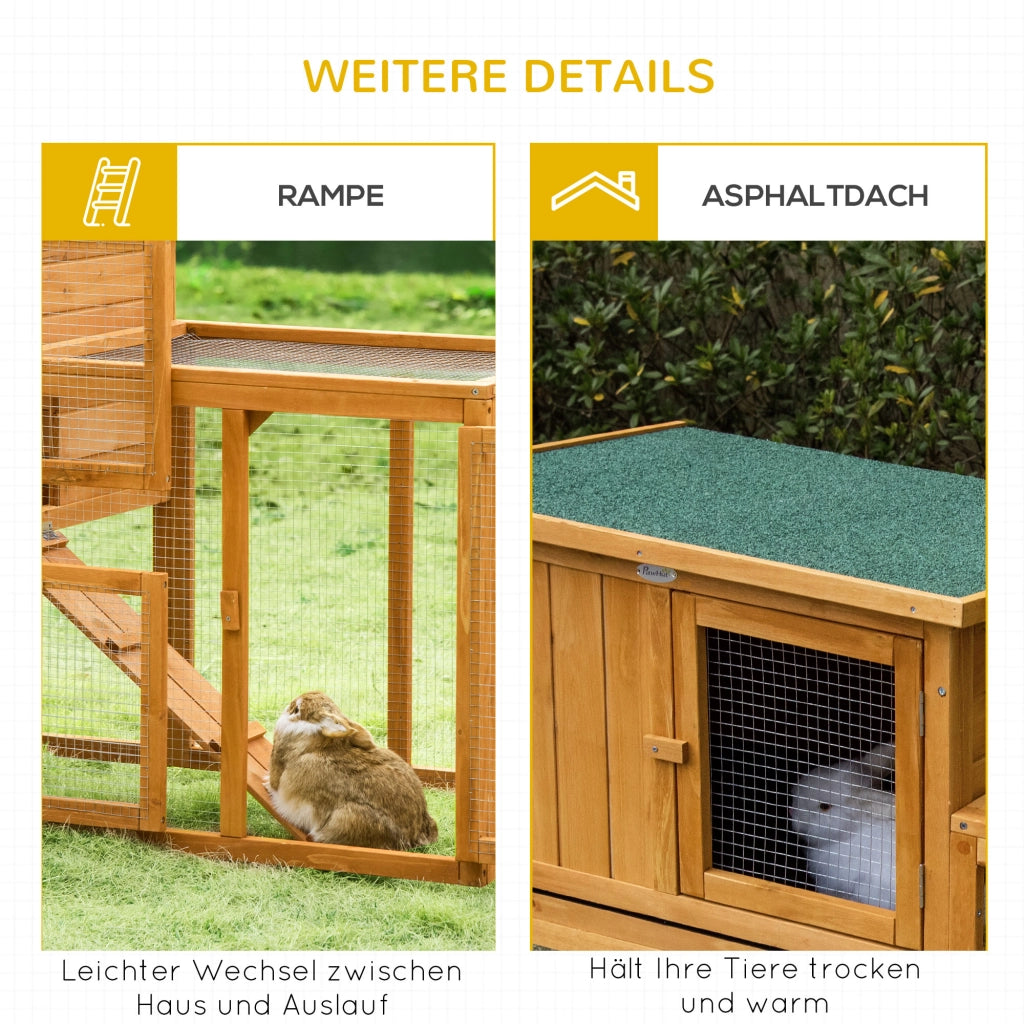 Gabbia per Animali Domestici con Recinto Esterno ¨C Zephmum ¨C Marrone 141x60x86 cm