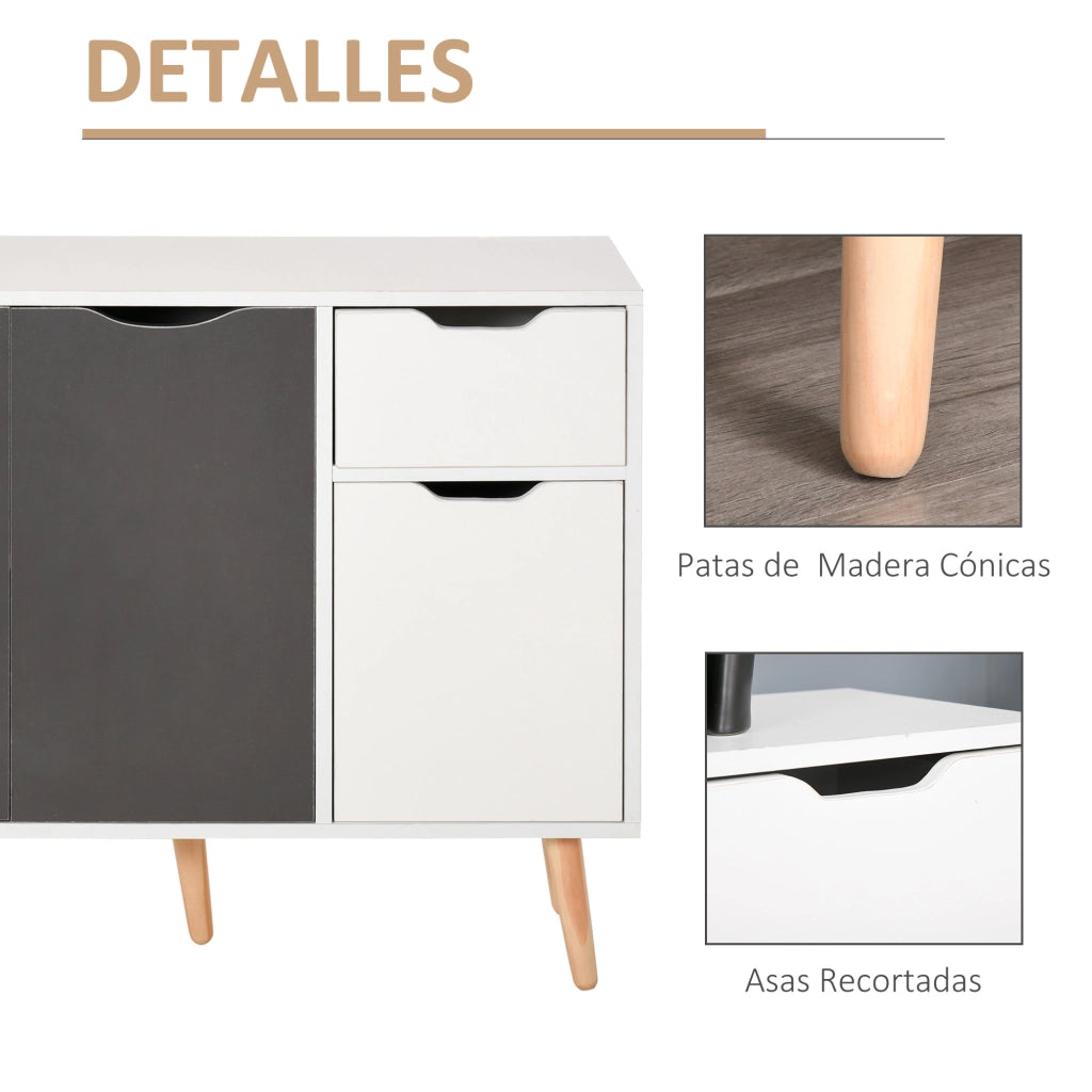 Armadio con 3 ante e cassetto ¨C zephmum ¨C 90x30x72 cm bianco grigio