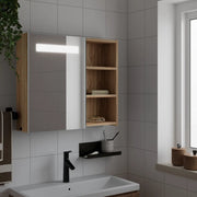 Armadietto Bagno con Specchio e LED-Mobile bagno con specchio Rovere 60x13x52 cm