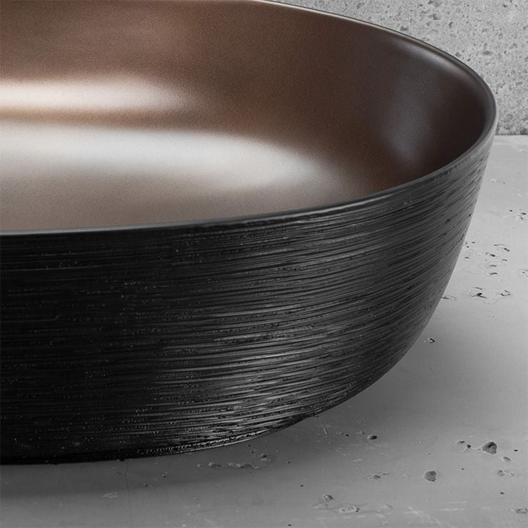 Lavabo Da Appoggio In Ceramica Cleo 61 Copper Bush / Black -rea