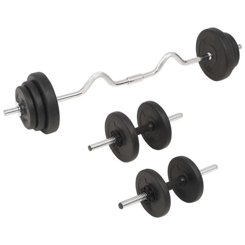 Set di manubri e bilanciere ondulato da 30 kg per fitness e bodybuilding nero 02_0000746