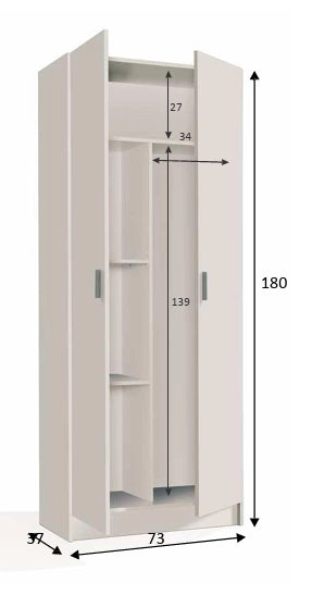 Armadio 2 ante multiuso con portascope - Bianco