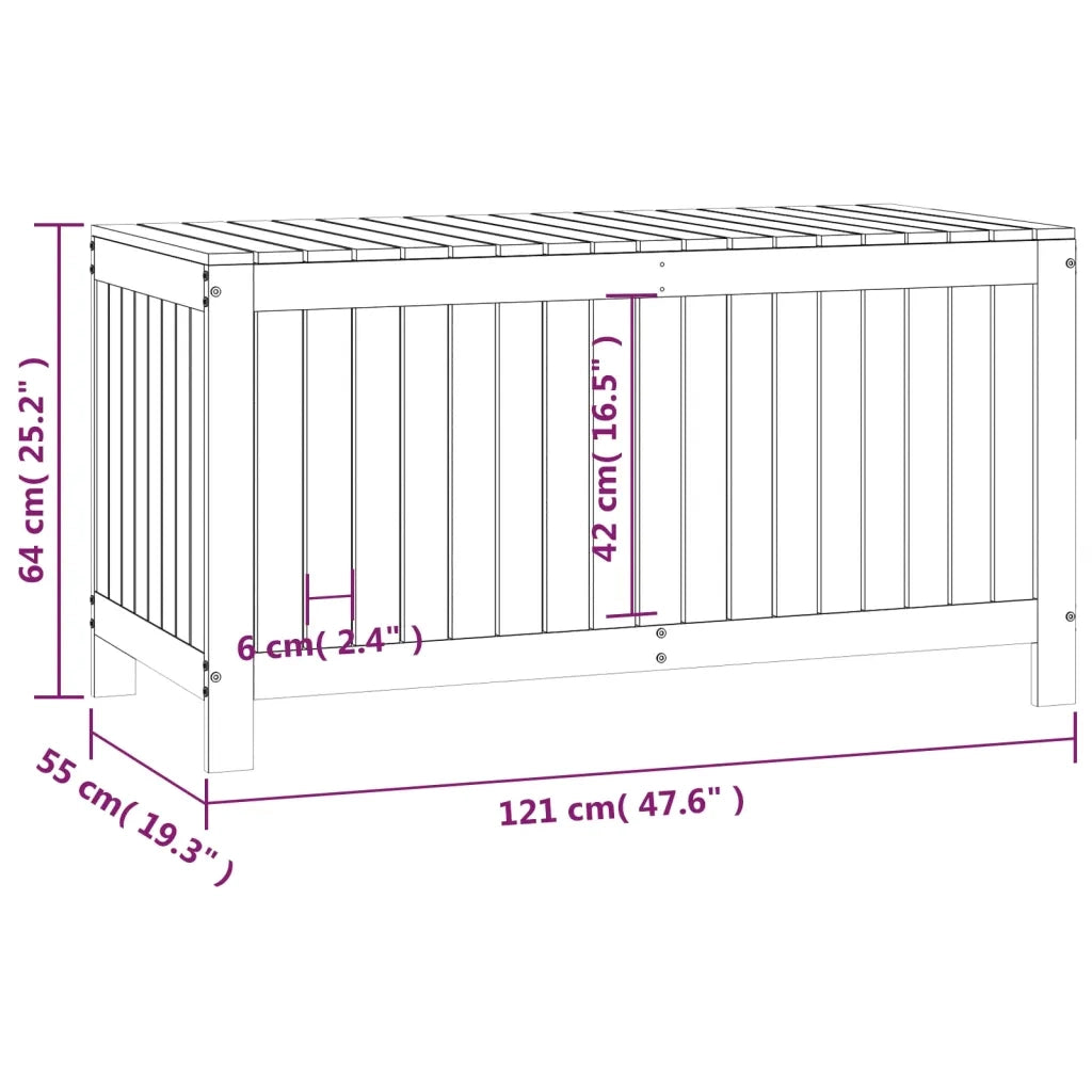 Contenitore da Giardino Bianco 121x55x64 cm Legno Massello Pino CFW4929094