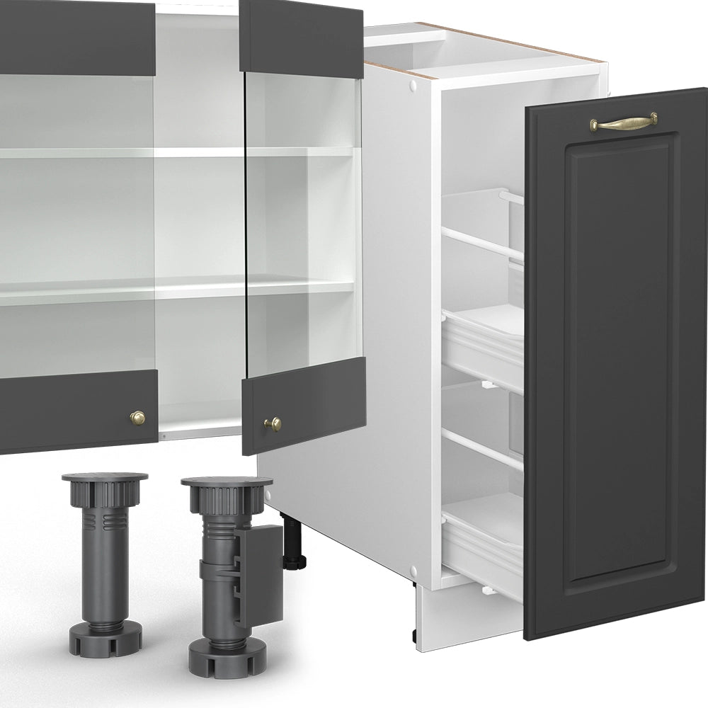 Cucina componibile Fame-Line Antracite-oro/Bianco 280 cm, PL Marmo Vicco