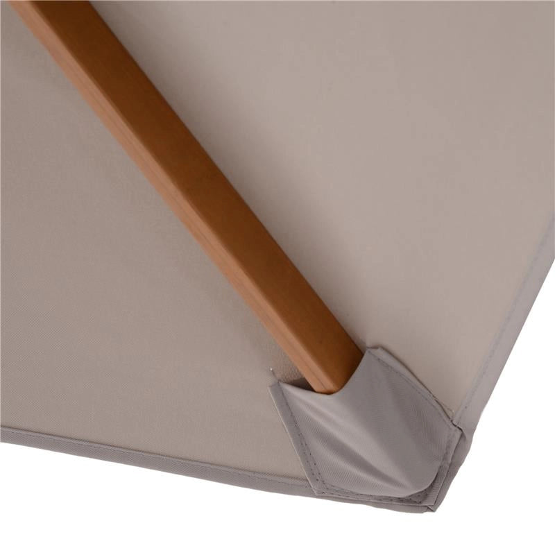 OMBRELLONE DA GIARDINO A 6 STECCHE IN LEGNO E TESSUTO POLIESTERE, 2.5X2.3M, GRIGIO
