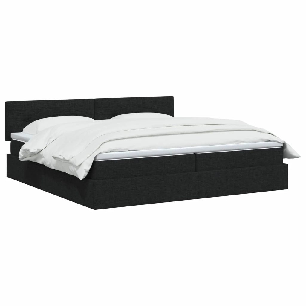 Letto con contenitore LED e materasso Nero 200 x 200 cm Tessuto 3459086