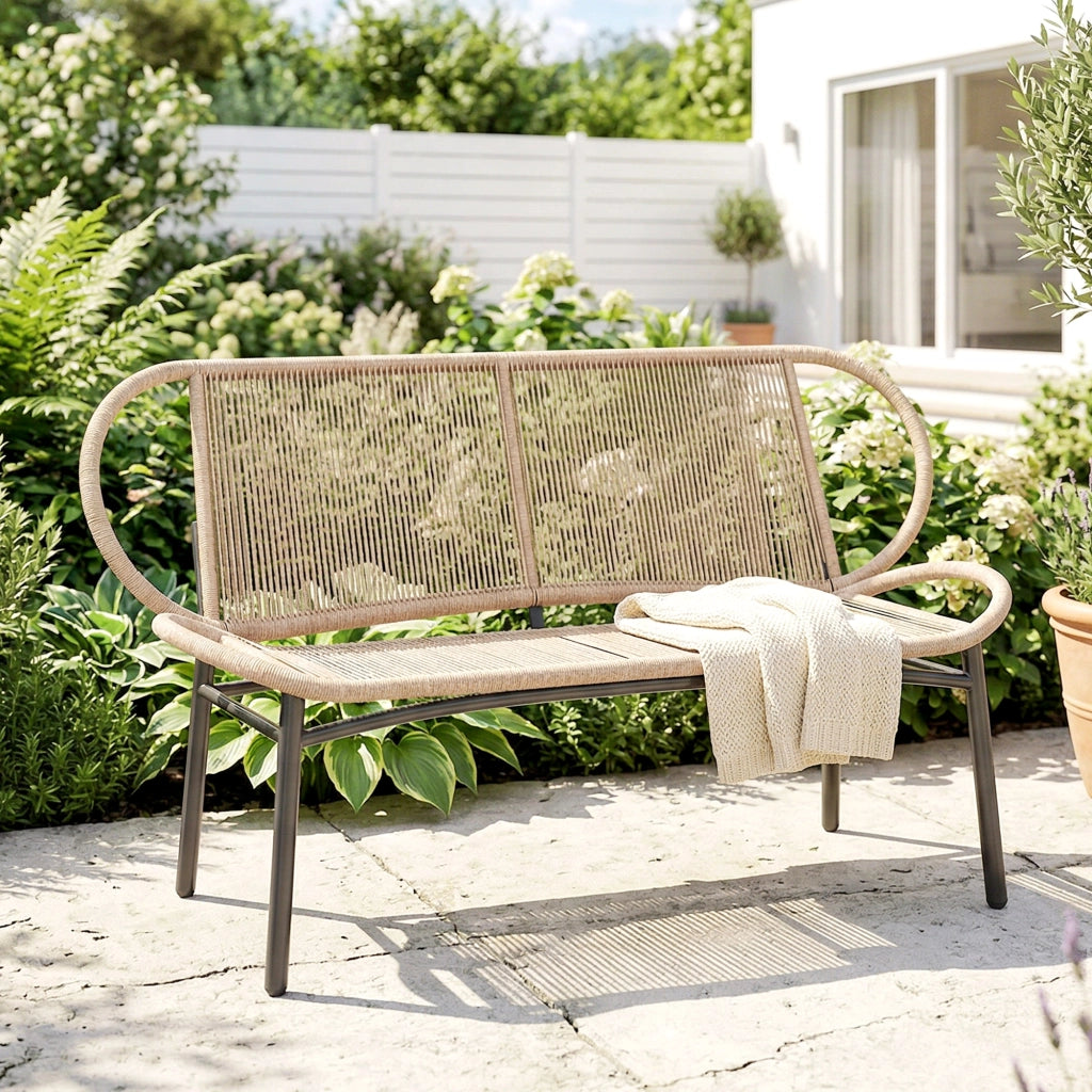 Panchina Giardino 2 Posti ¨C zephmum ¨C Resina Polyrattan Grigio Antracite