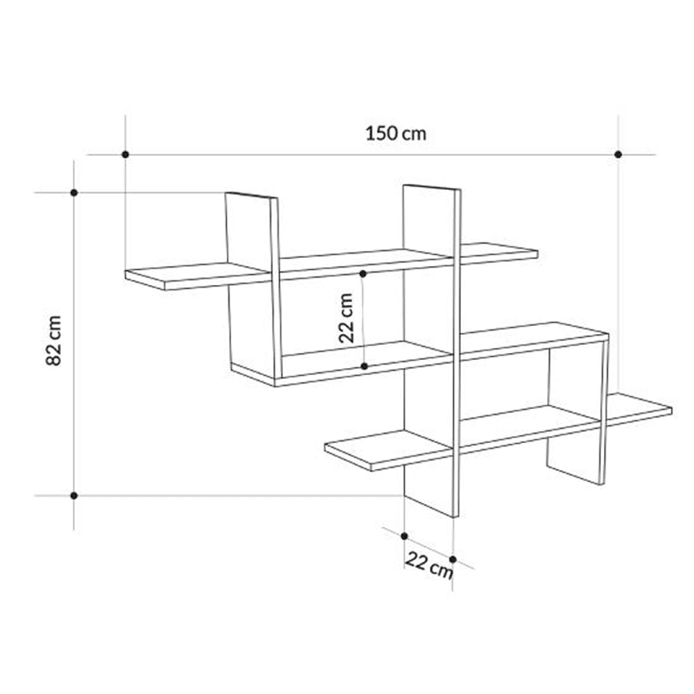 Mensola Libreria 3 Ripiani Geometrica in Legno Salvaspazio 150x82x22cm Antracite