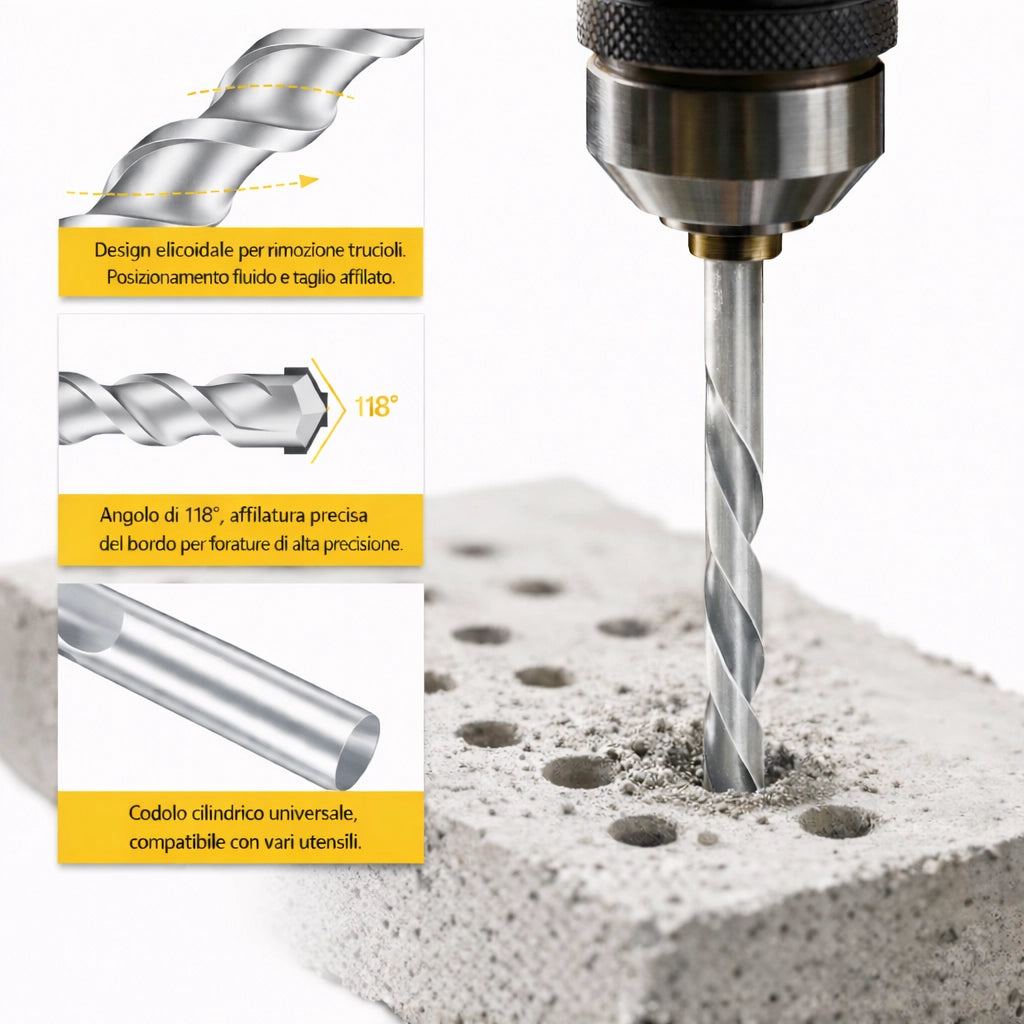 Set 16 Punte Trapano Metallo Legno Muratura 2-10 mm con Valigetta VHT02583