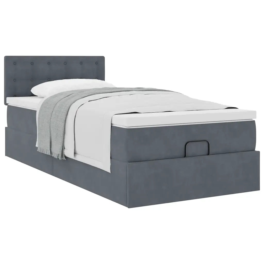 Struttura Letto Pouf con Materasso 90x200 cm in Velluto 3311892