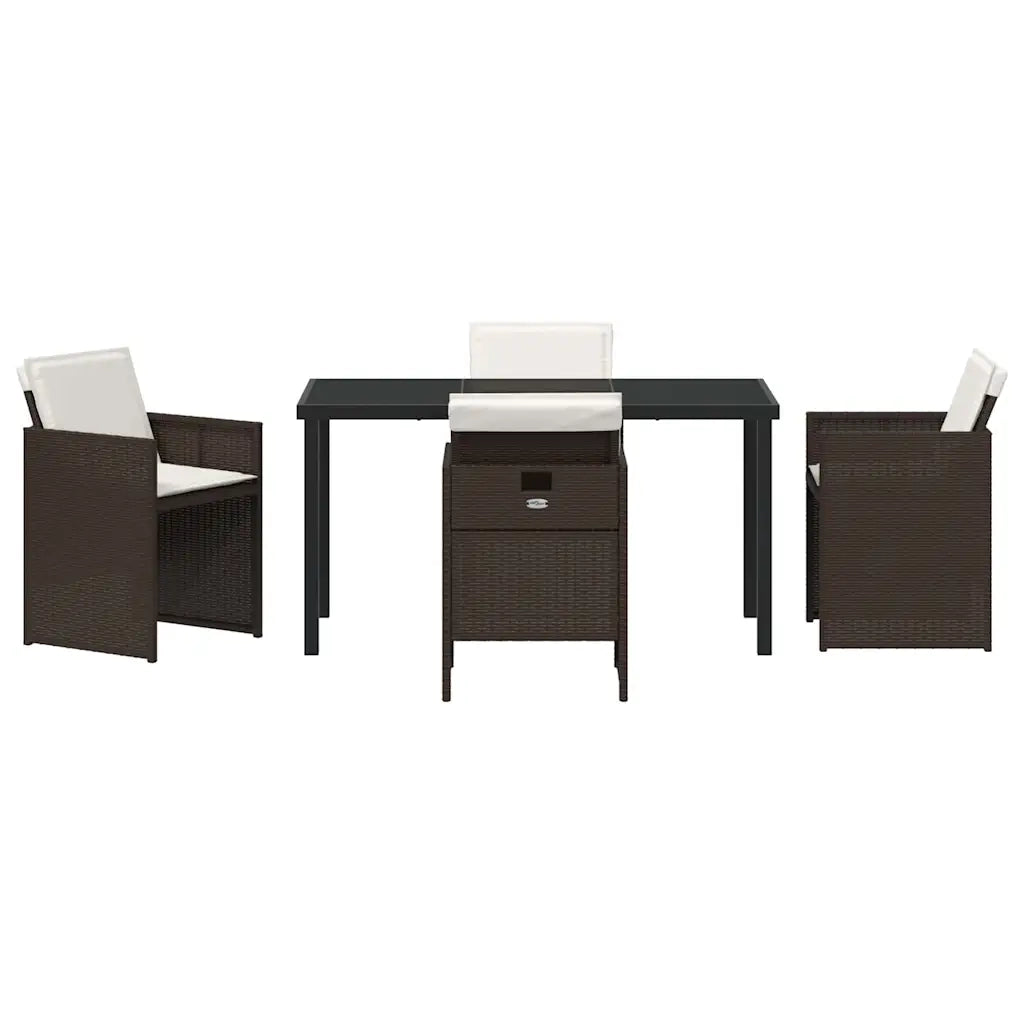 Set da Pranzo per Giardino con cuscino 5 pcs Marrone polyrattan