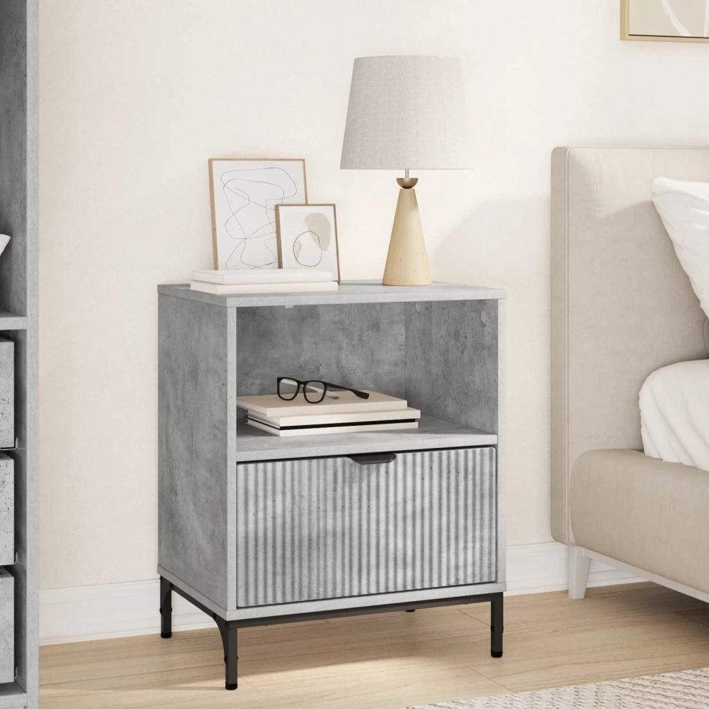 Armadio da Notte con cassetto Grigio cemento 49 x 36 x 61 cm 883480