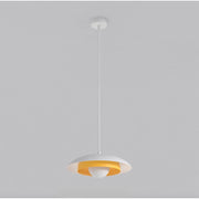 Lampada a sospensione SKIN con paralume bianco e interno arancione
