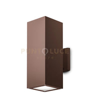 GES1018- APPLIQUE RETTANGOLARE IN ALLUMINIO COLORE RUGGINE 2 LUCI ATTCCO E27 IP65