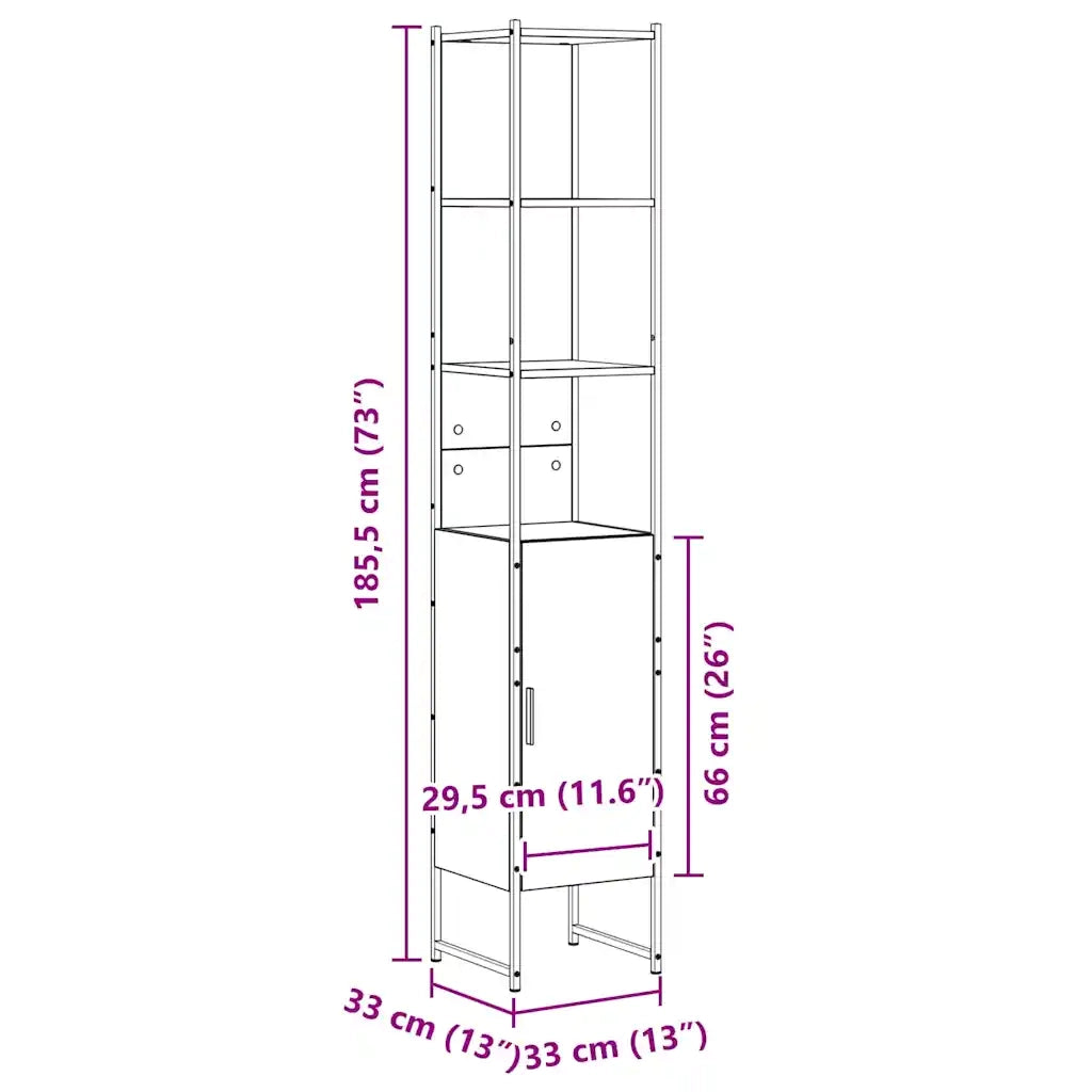 Mobile da Bagno | Armadio da bagno Sonoma 33 x 33 x 185,5 cm Legno multistrato