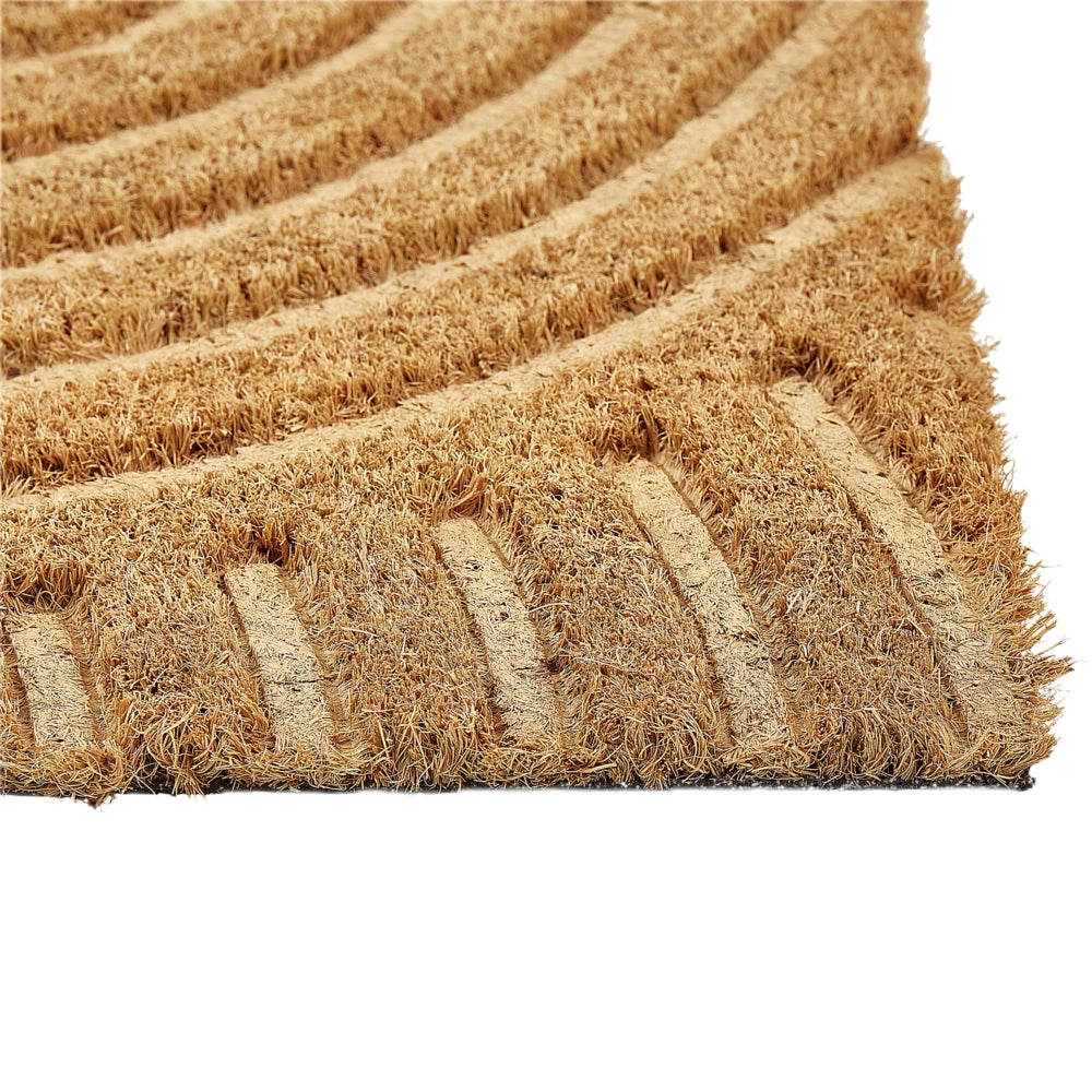 Zerbino in fibra di cocco naturale con fondo in PVC antiscivolo 40 x 60 cm con motivo geometrico in rilievo Decorazione moderna per interni
