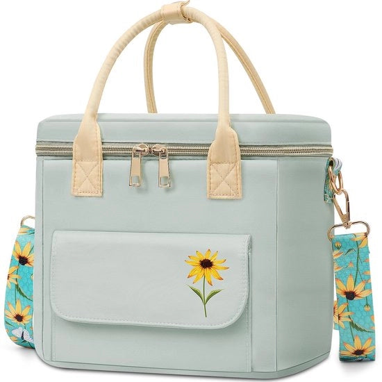 Borsa Insolata Grande per Donne con Disegno di Fiori Rari - Borsa con Molti Taschi e Cinturone Rimovibile per Lavoro/Picnic Regali di Natale per Donne