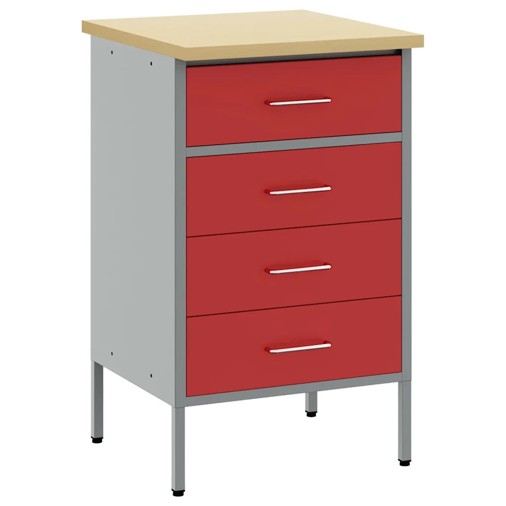 Banco da lavoro con cassetto Rosso e Grigio 50 x 55 x 85 cm 4103461