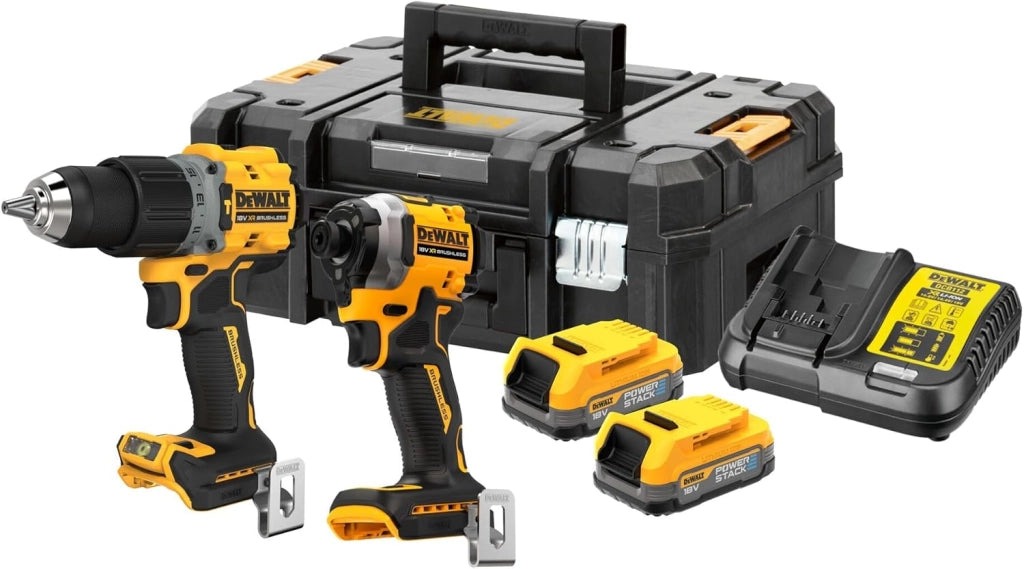 DCK2050E2T-QW Cordless Combo Pack Drill, Impact Wrench, 18 V, 1.7 Ah Power Stack Batteries