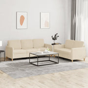 Set di Divani 2 pz con Cuscini Crema in Tessuto 3202120