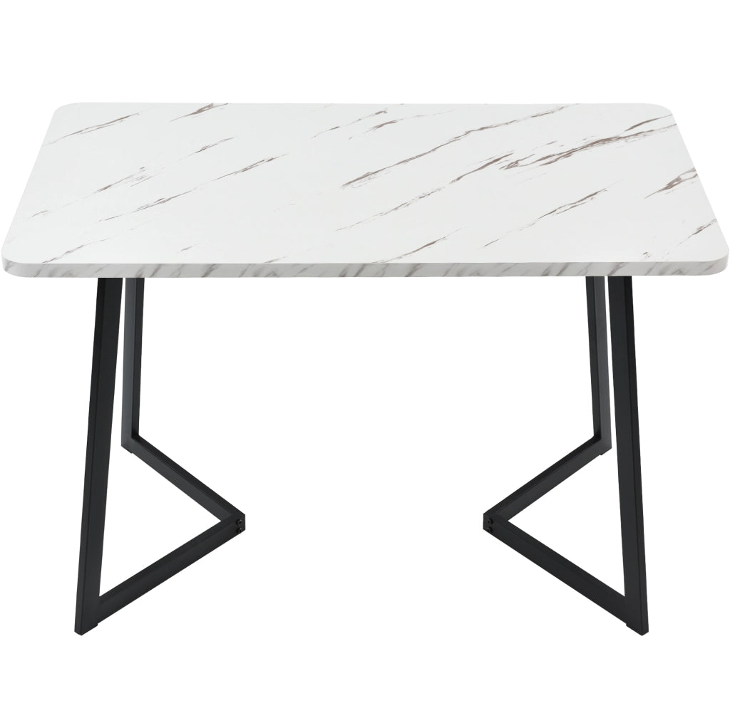 Tavolo da pranzo 117x68x75 cm in MDF con effetto marmo; bianco e nero