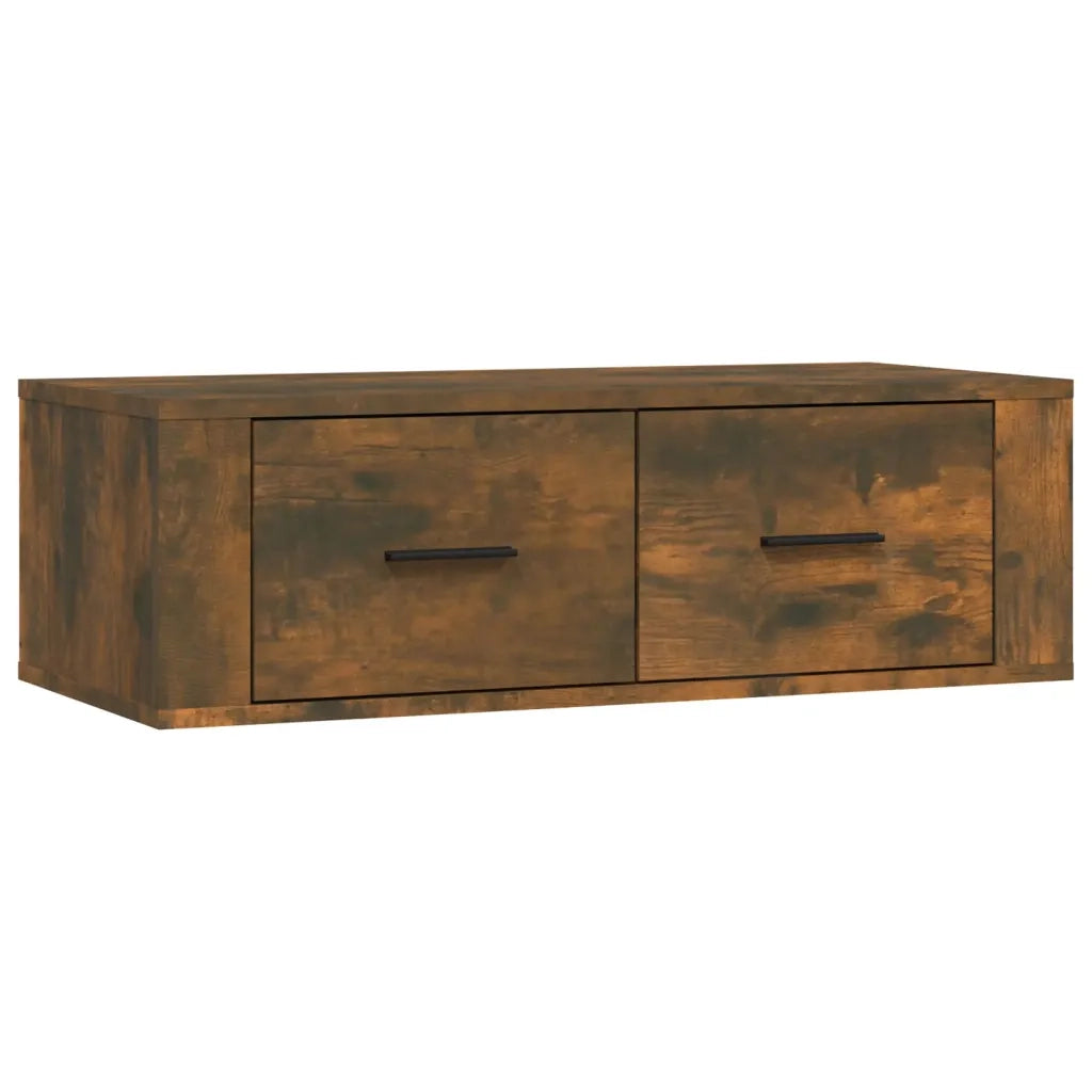 Mobile TV Pensile-Credenza per TV sospesa-Mobile TV Parete Rovere Fumo 80x36x25 cm in Legno Multistrato