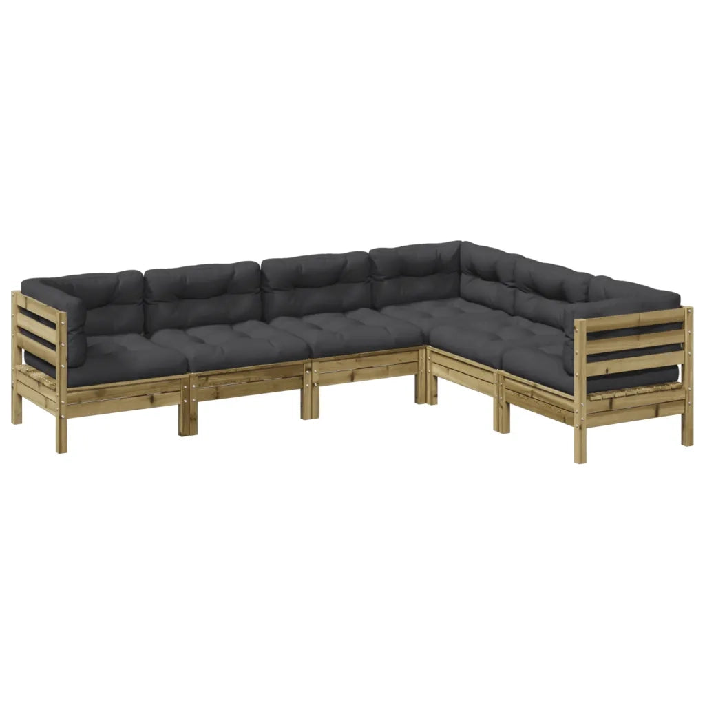 Set Divani da Giardino 6pz con Cuscini Legno Impregnato di Pino 3299462