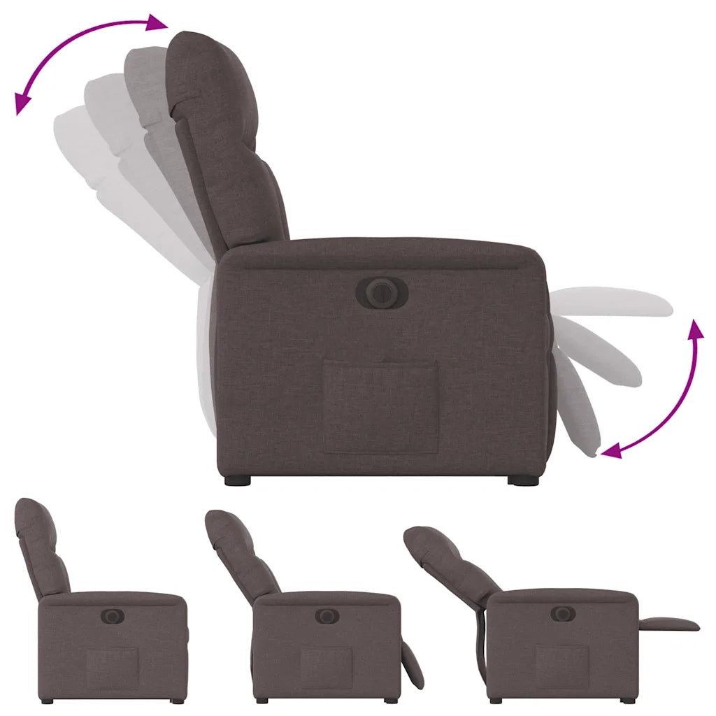 Poltrona Alzapersona Reclinante Elettrica Marrone Scuro Tessuto 3303057