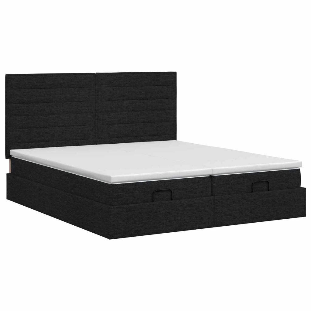 Letto ottomano con materasso con testiera 2 pcs Nero Tessuto 3457843