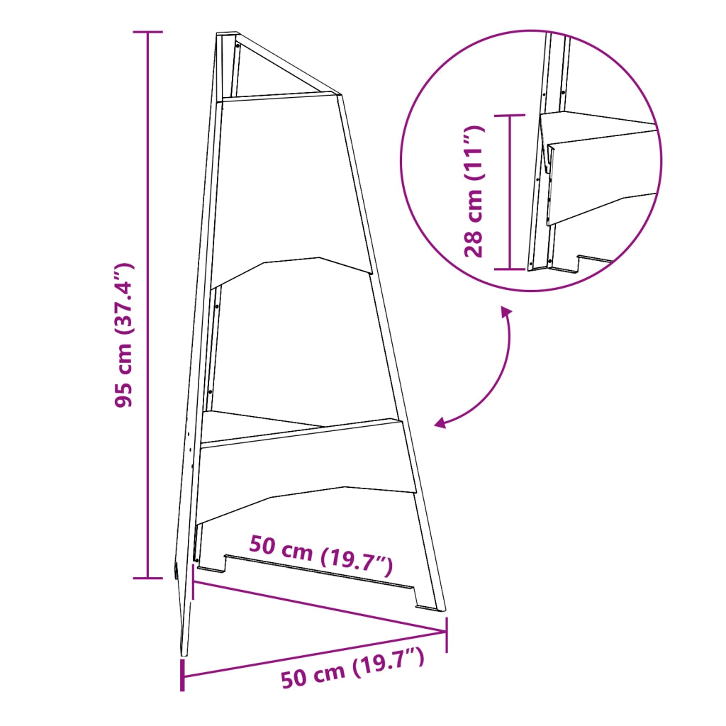 Focolare a Piramide 50x45x95 cm in Acciaio Invecchiato