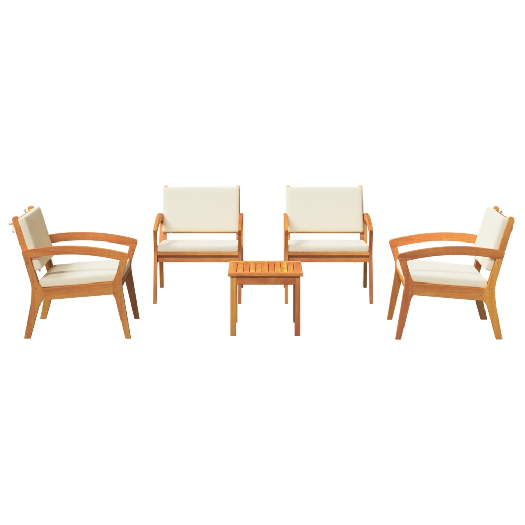 Set Bistro da 5 Pezzi con Cuscini in Legno Solido di Acacia