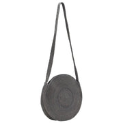 Borsa a Tracolla Rotonda Fatta a Mano in Juta Grigio Scuro 133827