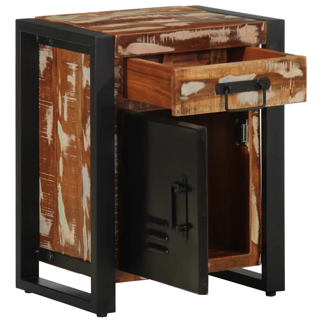 Comodino-Tavolino da notte Multicolore 40x30x50 cm in Legno Massello Recupero